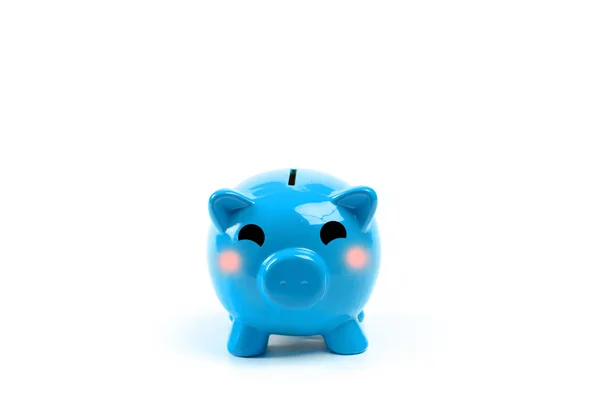 Blauwe Keramische Piggy Bank Close — Stockfoto