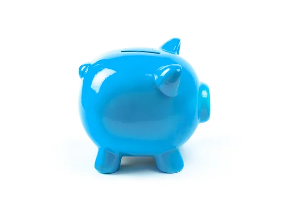 Blauwe Keramische Piggy Bank Close — Stockfoto