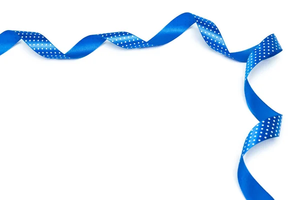 Shiny Blue Ribbon Isolated White Background Close — Stock Photo, Image