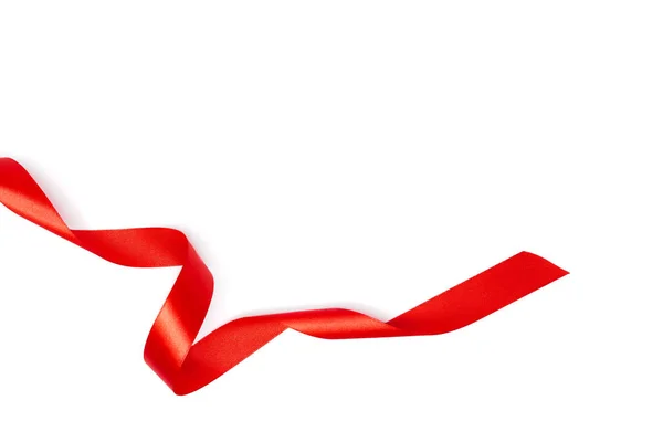 Red Ribbon Isolated White Background Close — Stock Photo, Image