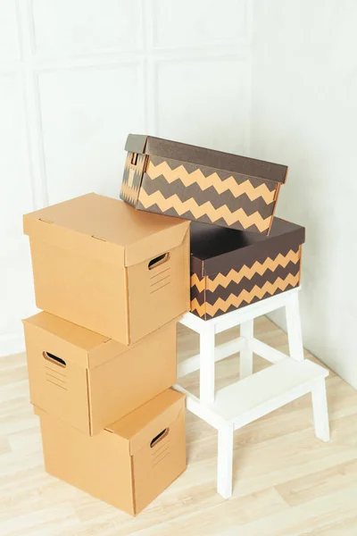 Big Cardboard Boxes Standing Room — Stock Photo, Image