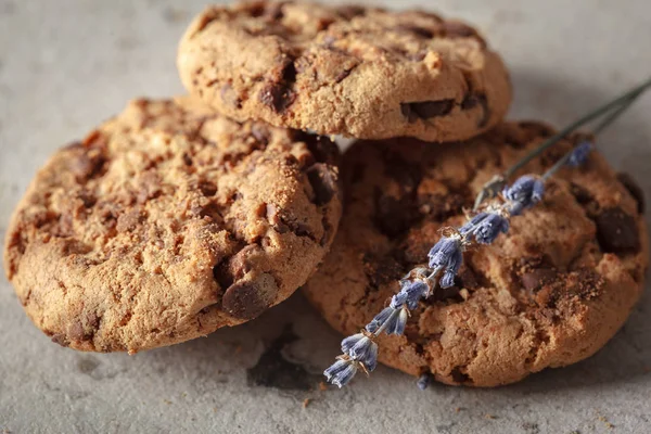 Fresh Homemade Chocolate Cookies Close — Stock Photo, Image