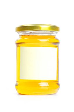 İzole üzerinde beyaz arka plan, yakın çekim konserve kompostolar büyük cam kavanoz 