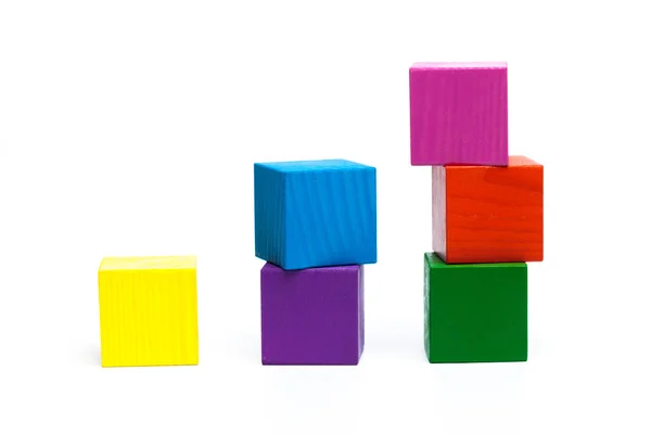 Кольорові Дитячі Кубики Білому Ізольованому Фоні — стокове фото