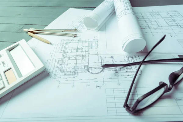Ahşap arka plan mimari planları yakın çekim