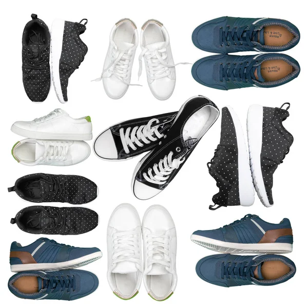 Ensemble Chaussures Différentes Sur Fond Blanc — Photo
