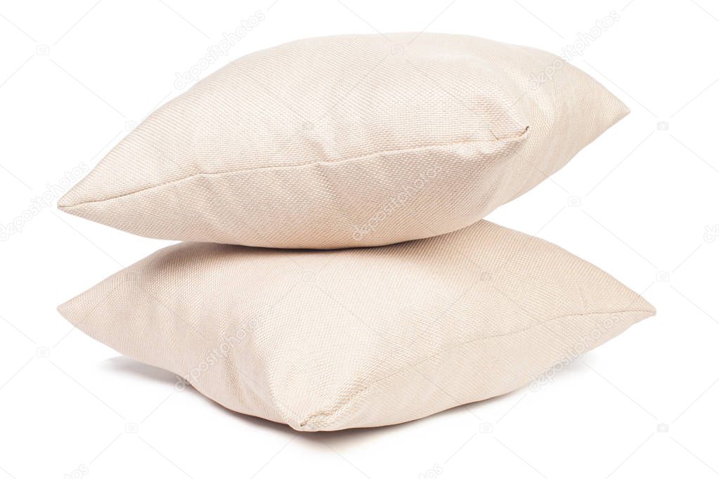 close-up of pillows isolated on white background