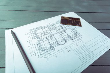 Ahşap arka plan mimari planları yakın çekim