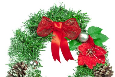 Beyaz arka planda izole edilmiş Noel dekorasyonu