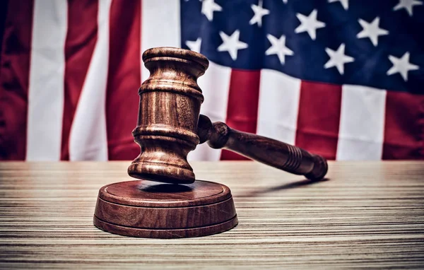 Judge Gavel Background Usa Flag — Stock Photo, Image