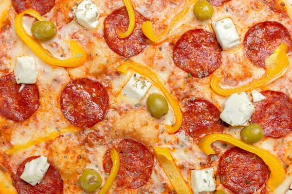 Pizza Saborosa Fresca Close — Fotografia de Stock