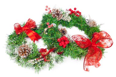 Beyaz arka planda izole edilmiş Noel dekorasyonu