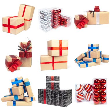 Beyaz arka plan üzerinde izole Noel nesne grubu