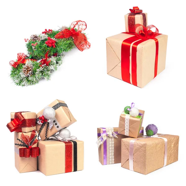 Beyaz arka plan üzerinde izole Noel nesne grubu