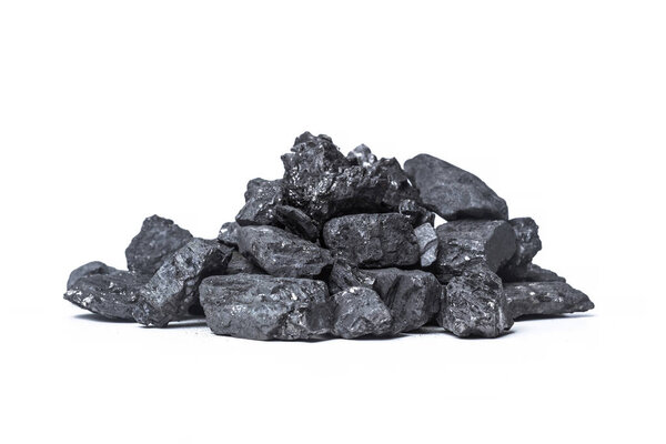 Natural wood charcoal Isolated on white