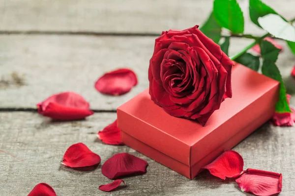 Троянди Серця Дерев Яні Дошки День Святого Валентина Фону — стокове фото
