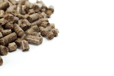 stack of wooden pellets for bio energy, white background, isolated clipart