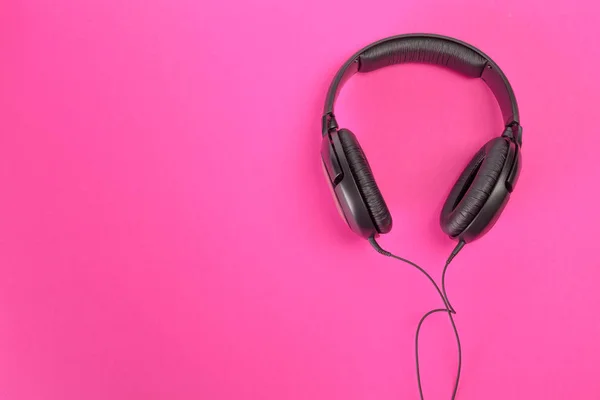 Headphones Pink Background — Stock Photo, Image