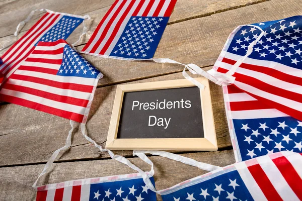 Text Happy President Day Written Chalkboard Flag United States — стоковое фото