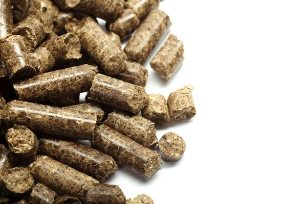 Verem Pellet Bio Energia Fehér Háttér Elszigetelt — Stock Fotó