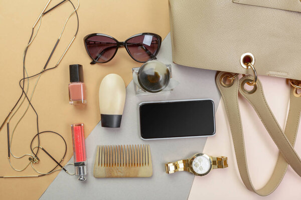 View on women bag stuff 