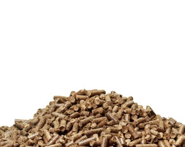 ahşap yığını üzerinde izole beyaz arka plan, yakın çekim granül 