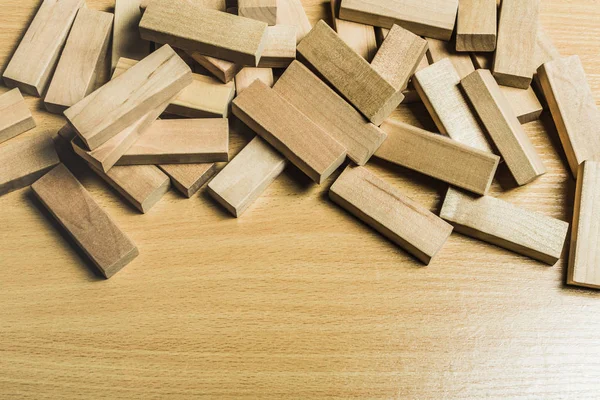 close up of Block wood game on the table