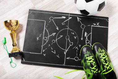 Futbol planı tebeşir tahtası oluşumu taktiği ile