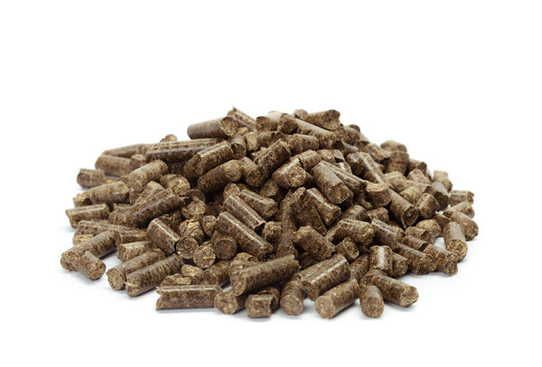 wooden pellets for bio energy isolated on white background