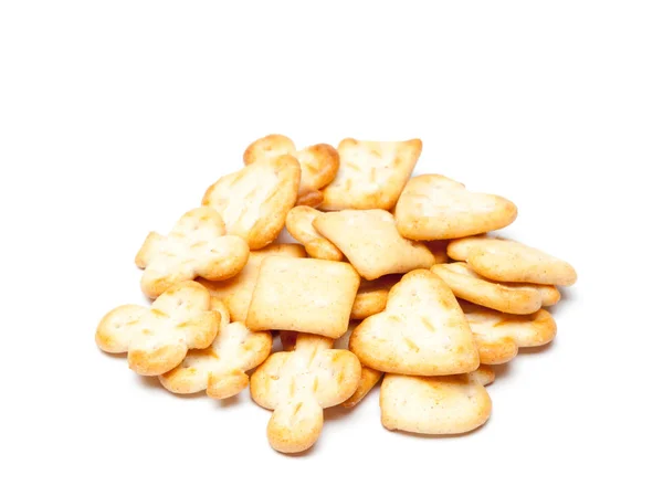 Galletas Saladas Aisladas Sobre Fondo Blanco — Foto de Stock