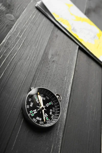 Compass Wooden Table Background — Stock Photo, Image