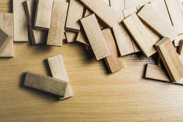 close up of Block wood game on the table