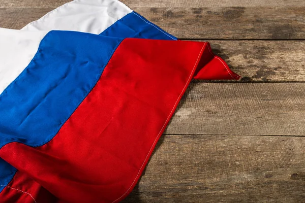Russische Flagge Auf Einem Holztisch — Stockfoto