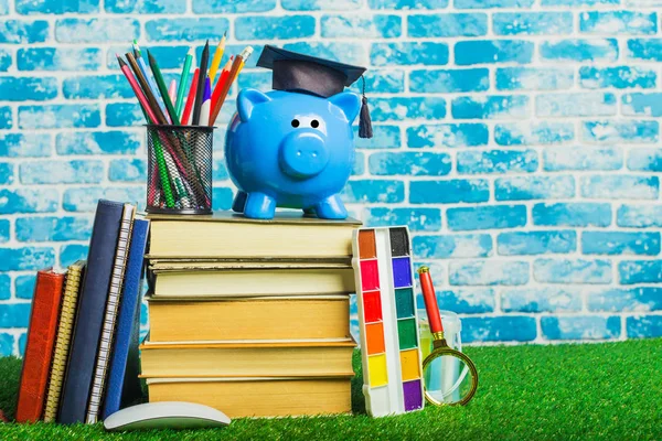 Licenciatura Estudante Diploma Piggy Bank — Fotografia de Stock