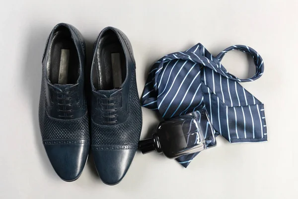 Schoenen Accessoires Voor Mannen Lag Houten Vloer — Stockfoto