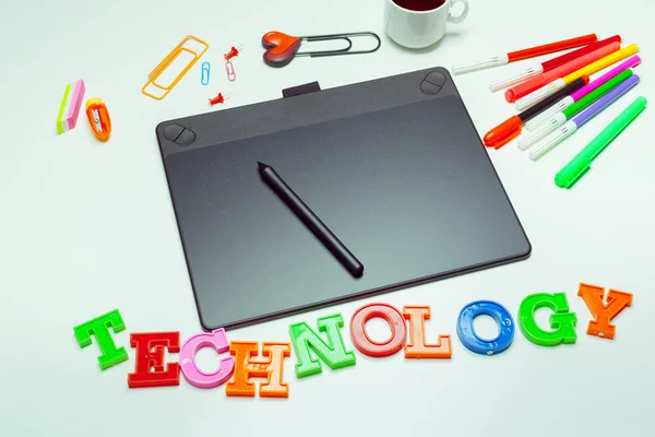 Concept Artist Desktop Graphics Tablet Sketching Tools — Stock Photo, Image