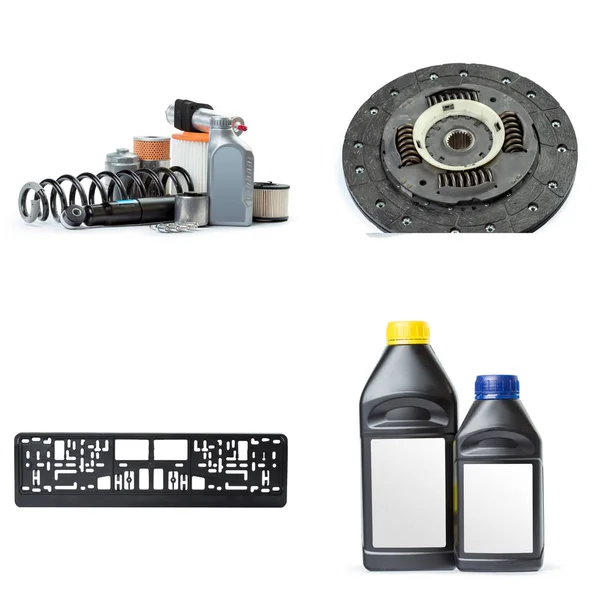 Various Car Parts Isolated White Background — Stock Photo, Image