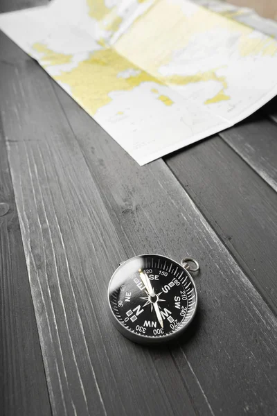 Compass Wooden Table Background — Stock Photo, Image