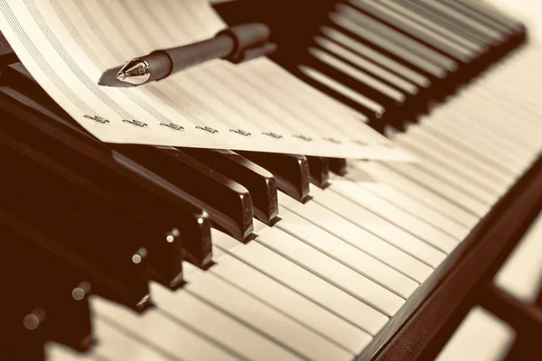 Notas Música Teclas Piano — Fotografia de Stock