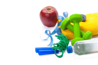 Fitness Ekipmanları. Sağlıklı gıda. Halter