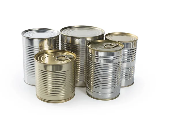 Metal Cans Isolated White Background — Stock Photo, Image