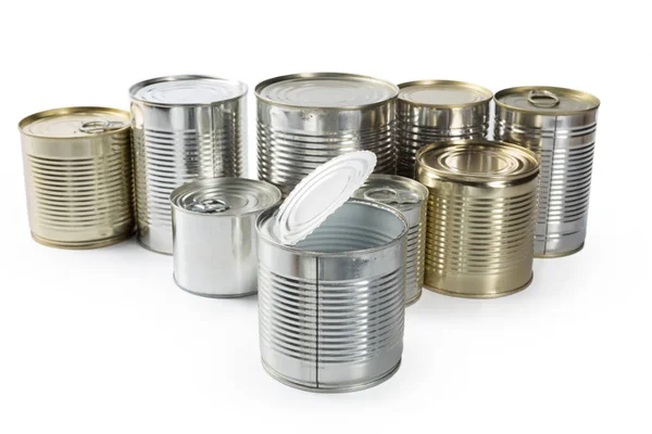 Metal Cans Isolated White Background — Stock Photo, Image