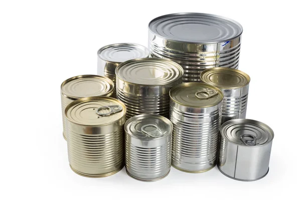 Metal Cans Isolated White Background — Stock Photo, Image