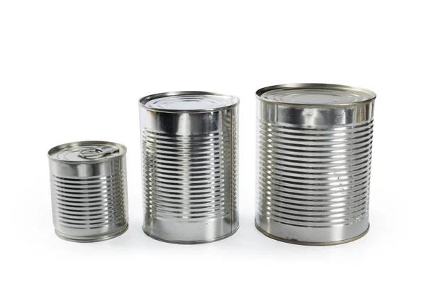 Metal Cans Isolated White Background Stock Picture