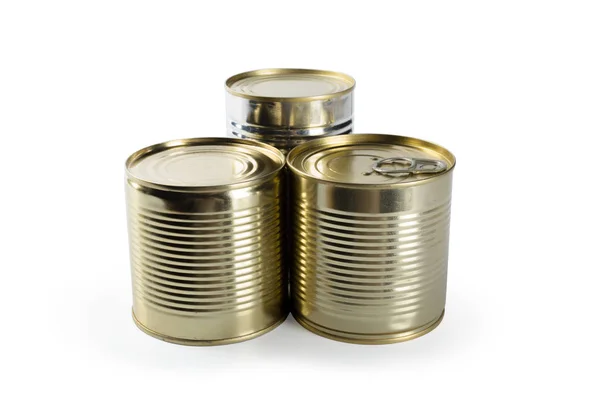 Metal Cans Isolated White Background Stock Photo