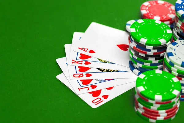 poker chips and cards on table