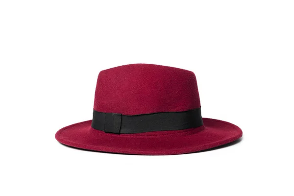 Sombrero Fedora Rojo Aislado Sobre Fondo Blanco — Foto de Stock