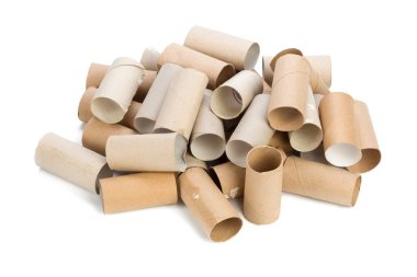 Beyaz arka plan üzerinde boş tuvalet kağıdı