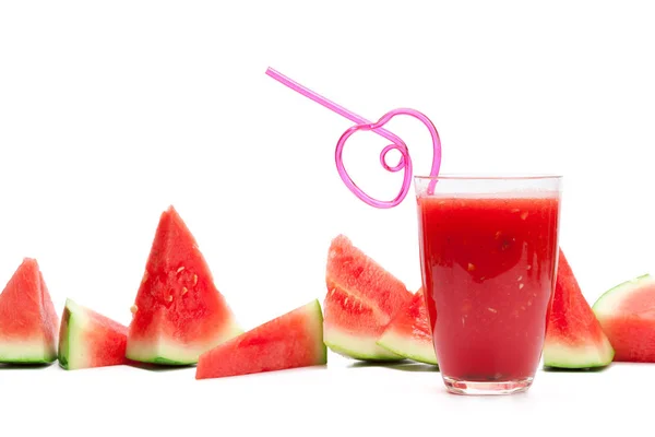 Watermeloen Drankje Bril Met Plakjes — Stockfoto