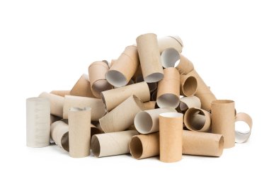 Beyaz arka plan üzerinde boş tuvalet kağıdı